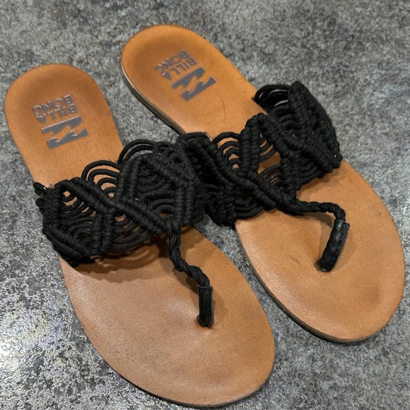Billabong Shoes - Billabong Women's Black Woven Sandals with Tan Sole